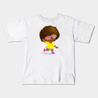 Disco fun black power girl dancing Kids T-Shirt